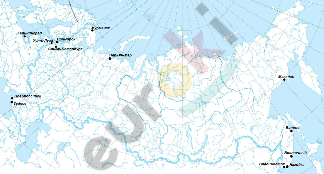 Карта крупных морских портов россии