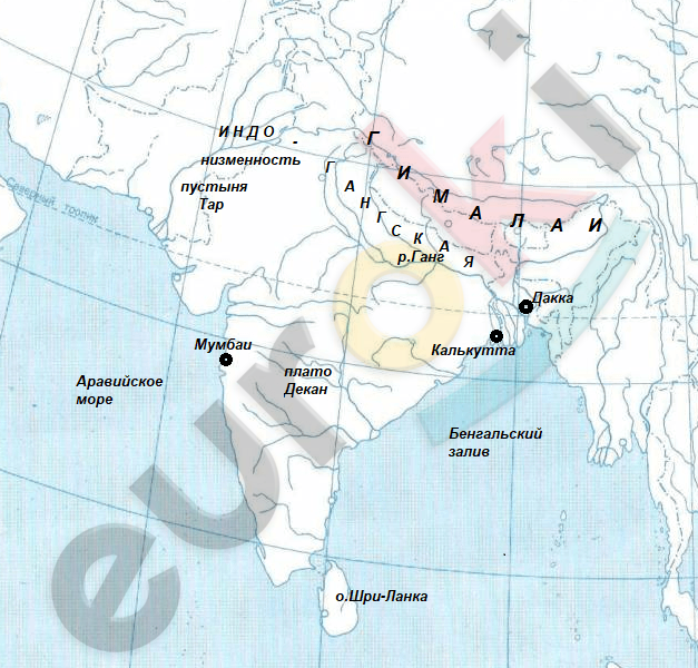 Контурная карта 7 класс по географии гдз азия