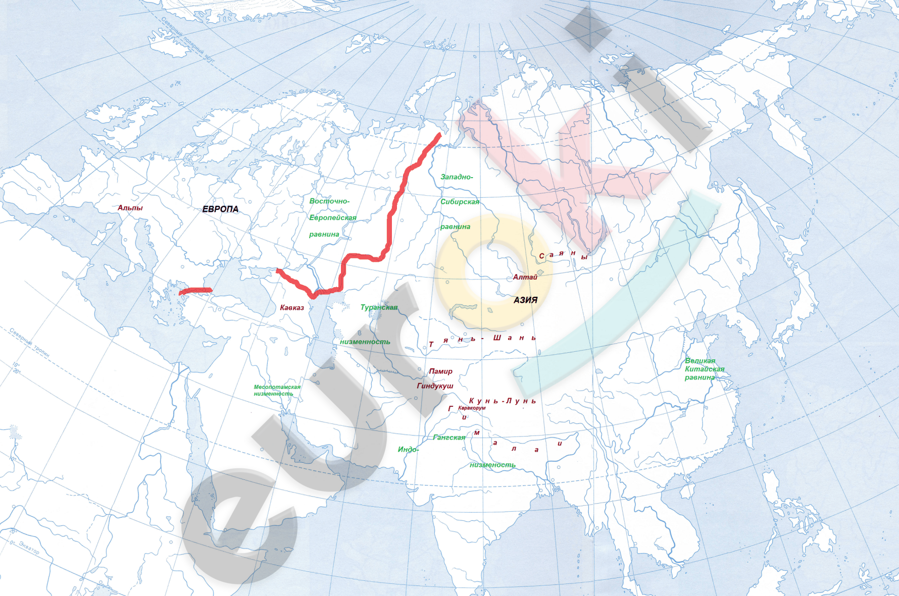 Решебник по географии 7 класс контурная карта евразия