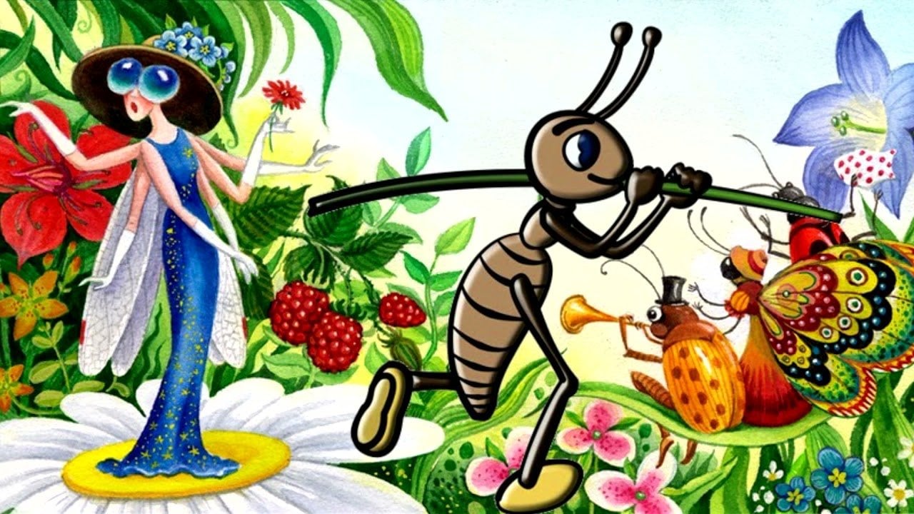 A cartoon of a lady bug playing a trumpet Description automatically generated